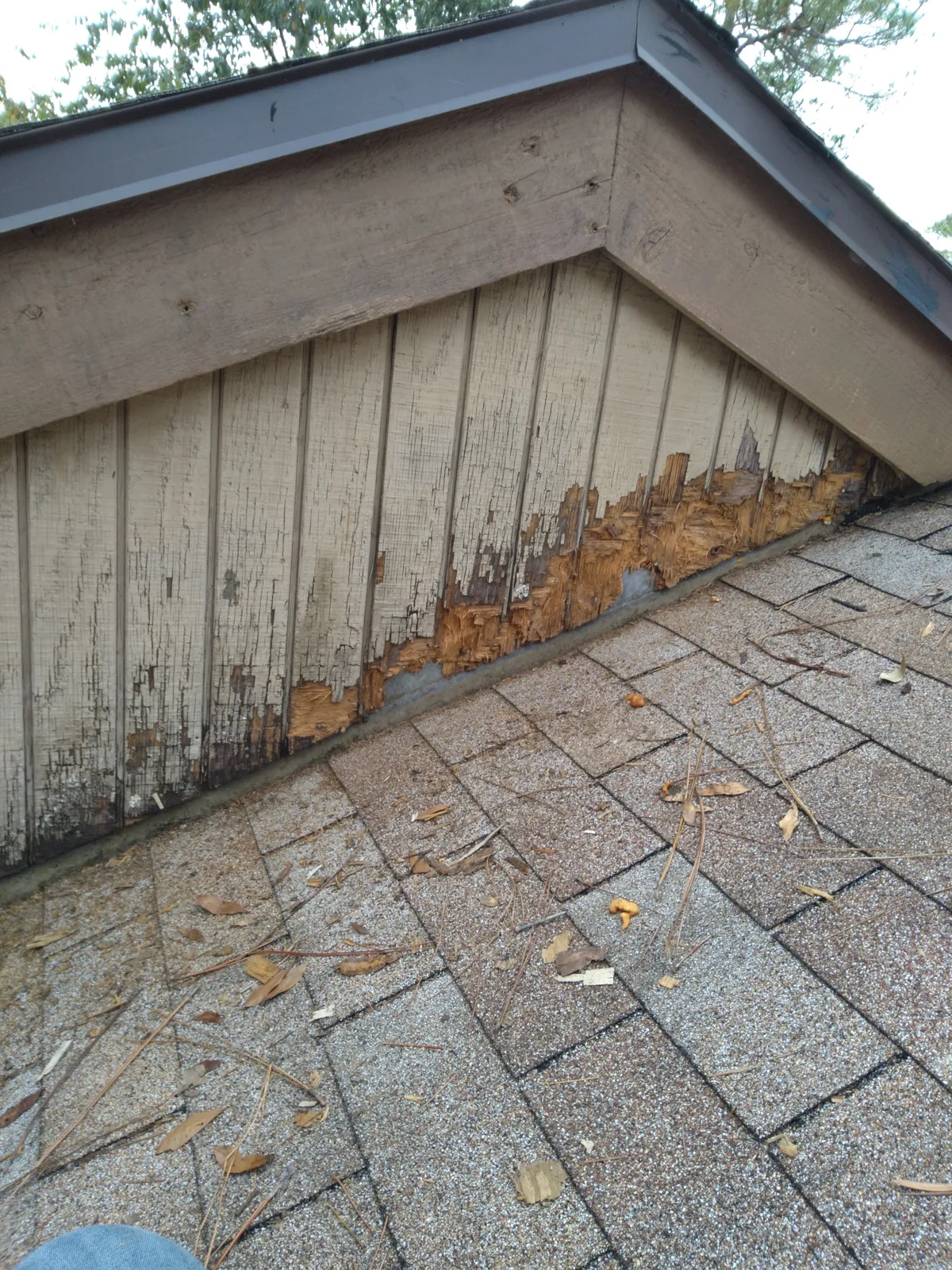Roof gable repair, before