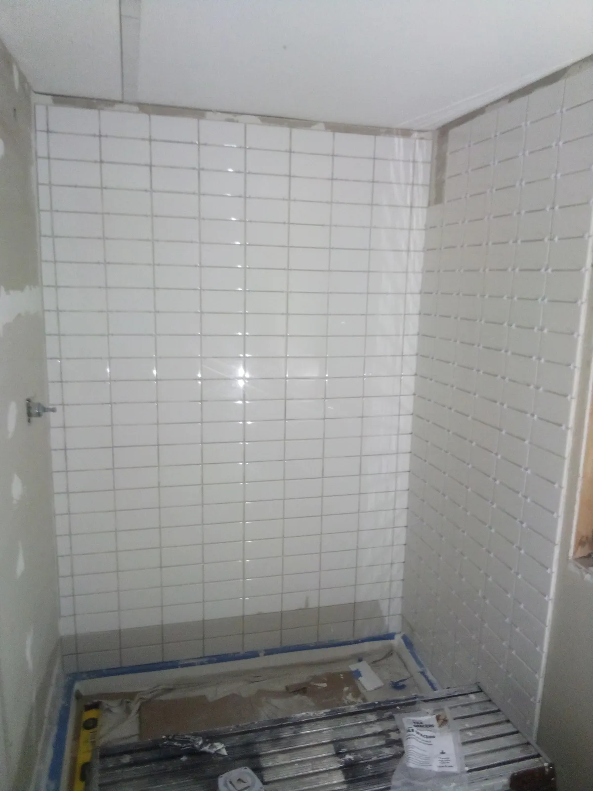 Tiled shower surround, before