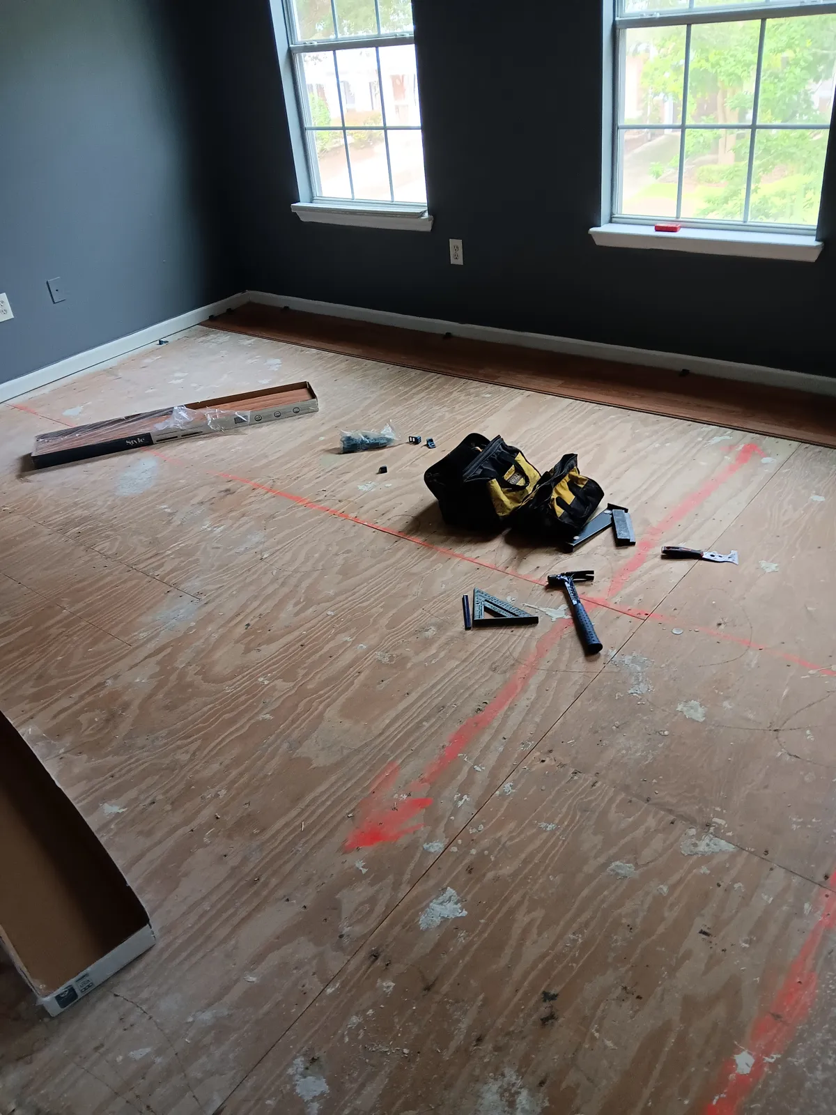 Laminate floor install, before