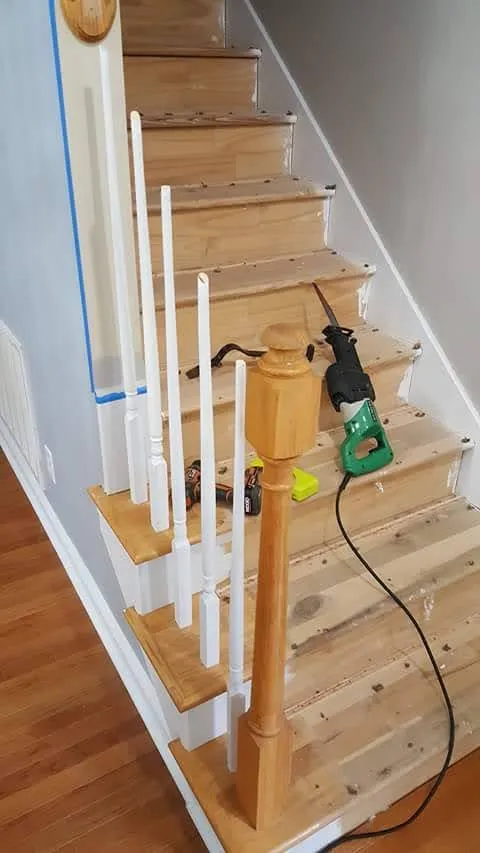 Staircase refinish, before
