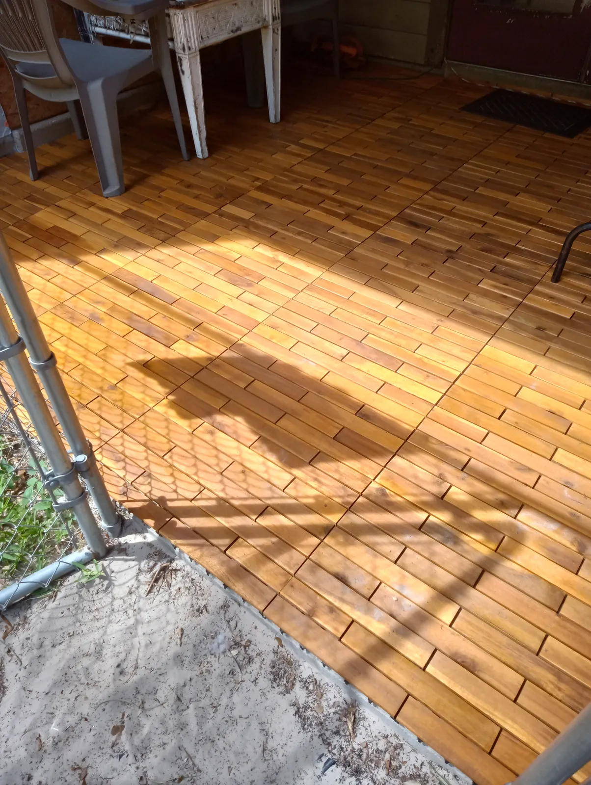 Wood patio flooring, after